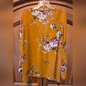 Maurices Black Spring Floral Pullover Blouse, Plus Size 3X